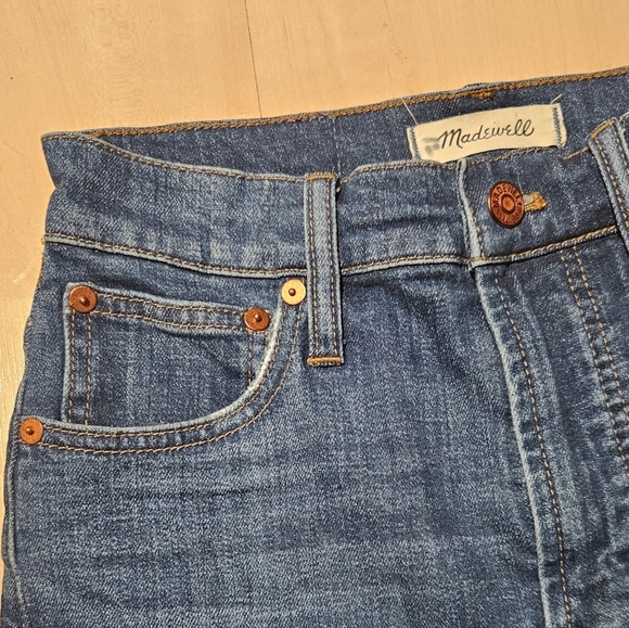 Madewell The Perfect Vintage Crop Jean High-rise Ripped Knee Tapered Leg size 24 - Picture 4 of 10